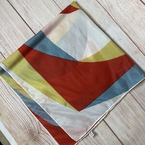 Vintage Bestmaid Japan Red Blue Gold Retro Scarf Women's Hair Head Wrap Neck Tie